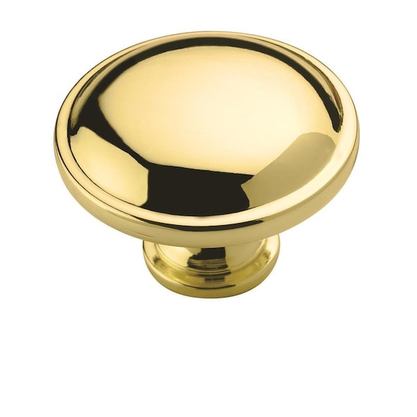 Amerock Polished Brass Traditional Residential Mushroom Kitchen Cabinet Knob 1-1/4 in. Diameter BP530153 - main